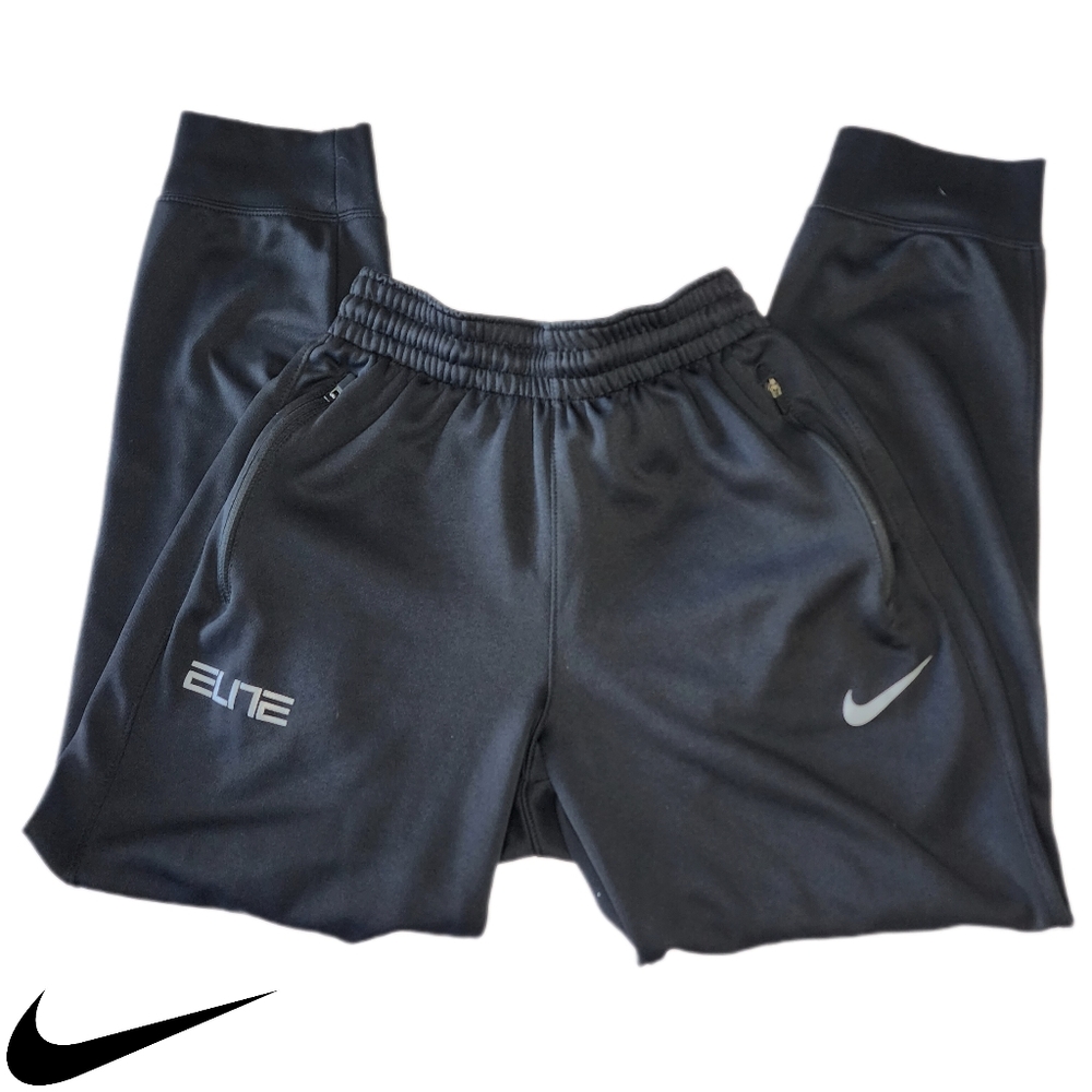 Nike Elite Mens Small Black & Grey Full Length Basketball Sweatpants